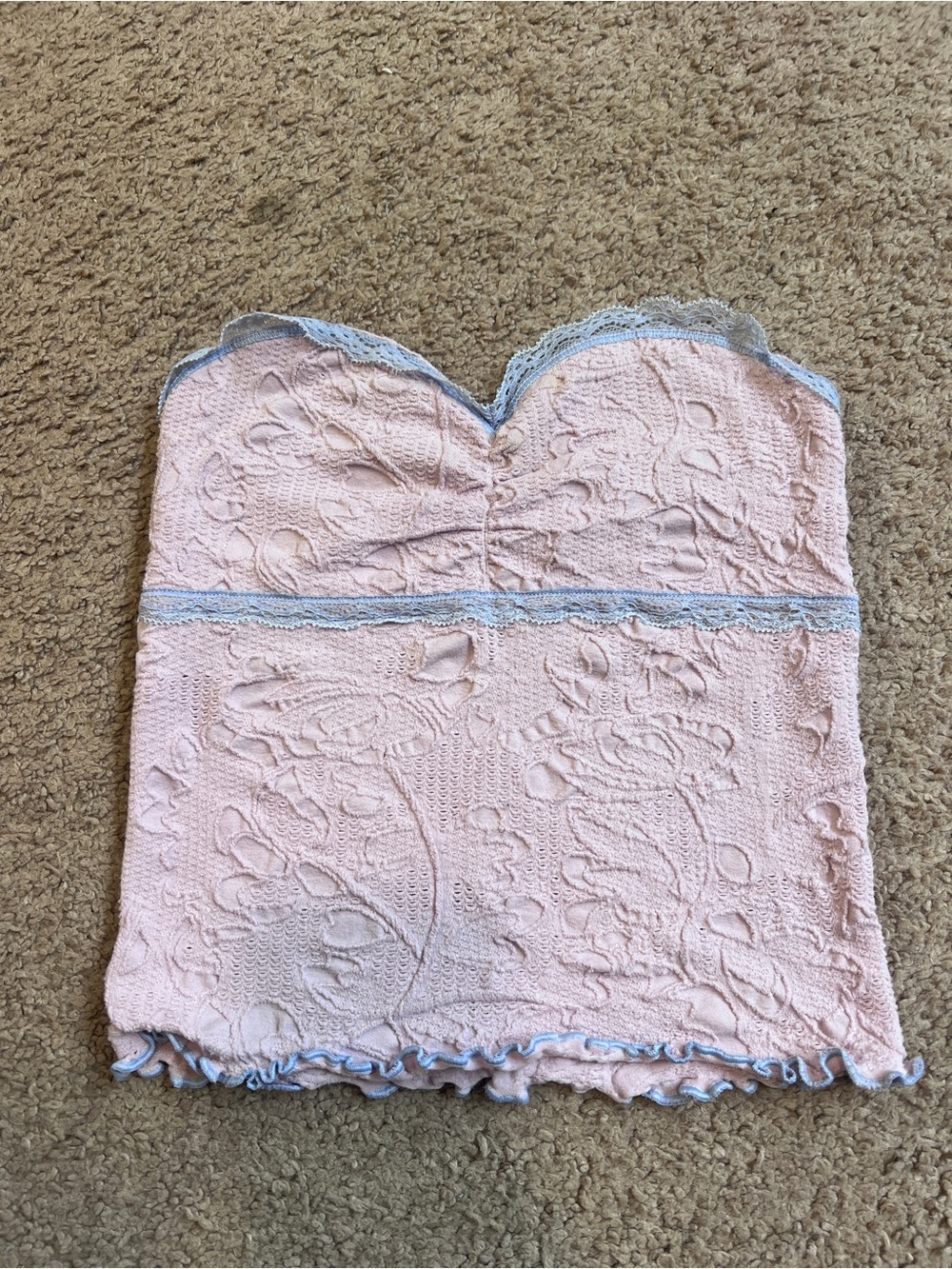 Urban Outfitters Pink Strapless Lace-Trim Floral Bandeau